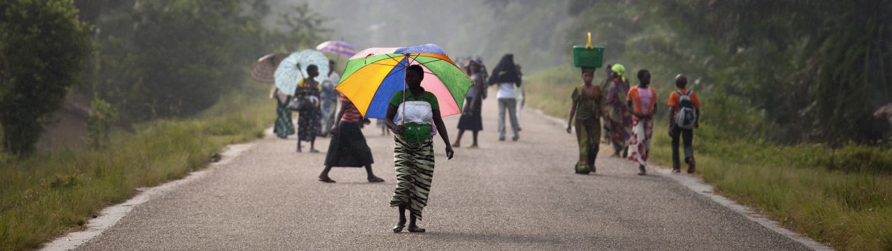 Democratic Republic of the Congo, Walikale, people walk on a street during th 2011 presidential elections.