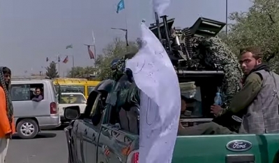  Taliban fighters on a truck in Kabul, August 17 2021