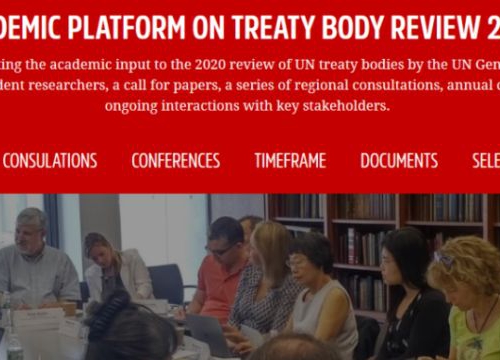 Homepage of the new portal for the Academic Platform on Treaty Body review 2020