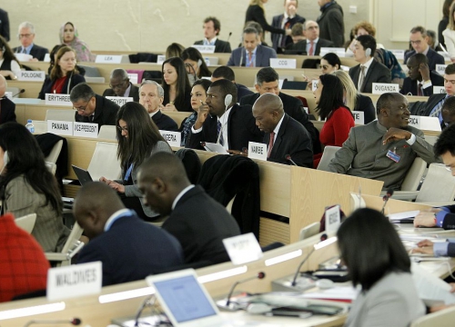 General view of the room XX and delegates during of the High Level Segment of the 31st Session at the Human Rights Council, Geneva, Switzerland, February 29, 2016