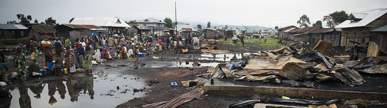 Democratic Republic of the Congo, North Kivu province, Kitchanga downtown. The insanitary conditions next to the market worsen the situation of the residents affected by the recent violence.