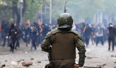 Policeman during a demonstration