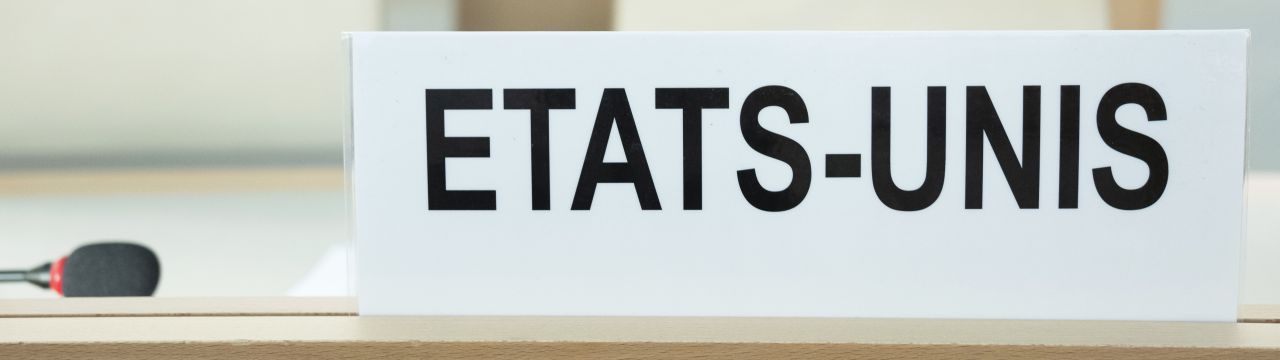 Name plate of the United States at the UN Human Rights Council
