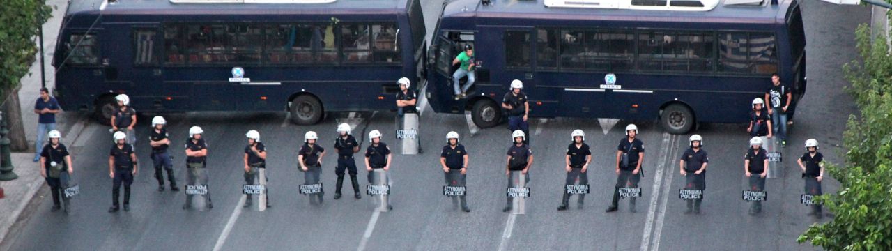 Police in the streets of Athens