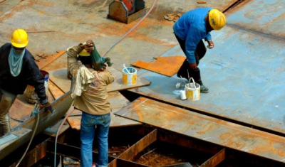 Shipyard workers, Batam, Indonesia