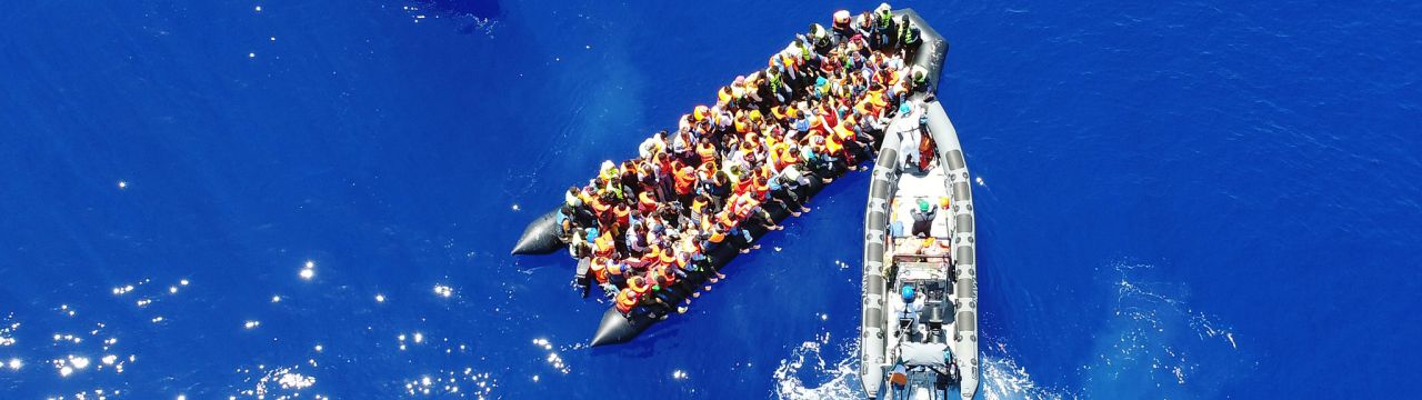 Safe and rescue operation of a boat in the Mediterranean Sea.