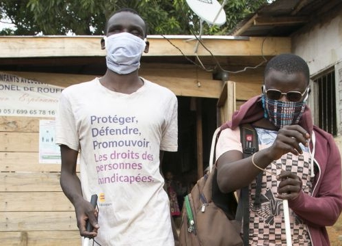 Cameroon, Yaoundé, Foyer Colonel-Daniel-de-Rouffignac for visually impaired people. During the COVID-19 pandemic the residents go out on rare occasions and they take all the precautions they can.