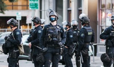 Police officers during a demonstration