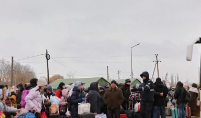 A scene from the Palanca-Maiaki-Udobnoe border crossing point, between the Republic of Moldova and Ukraine on 1 March 2022.