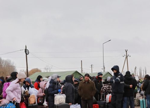 A scene from the Palanca-Maiaki-Udobnoe border crossing point, between the Republic of Moldova and Ukraine on 1 March 2022.