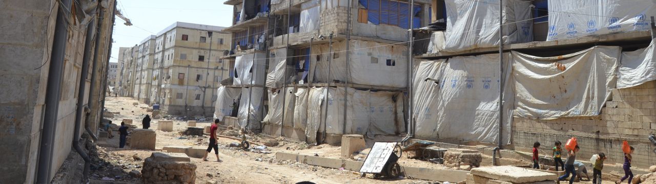 Syria, 2016, outhwestern Aleppo. The ICRC meets displaced families living in collective shelters. 