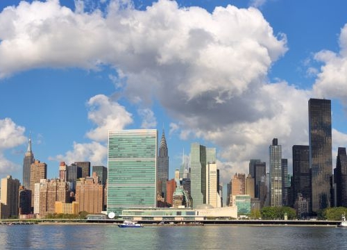 New York City Manhattan with view of Un Headquarters