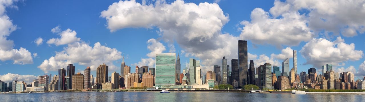 New York City Manhattan with view of Un Headquarters
