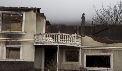 A destroyed village in South Ossetia