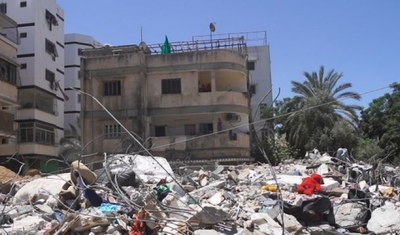 Destruction in Gaza city following Israeli airstrikes, May 2021