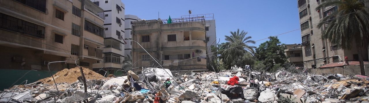 Destruction in Gaza city following Israeli airstrikes, May 2021