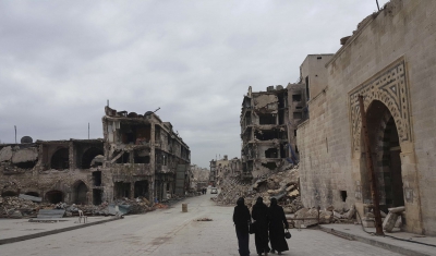 Syria,  Aleppo, great Umayyad mosque. Destructions. 