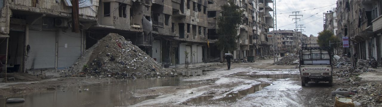 Syria, Harasta, destroyed buildings