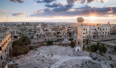  Destroyed place and mosque, Dara, Syriaa