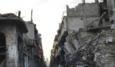 Syria, Homs. A view of the badly damaged center of the city.