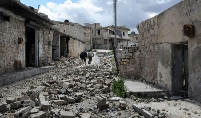 Syria, Aleppo, Sheikh Massoud neighbourhood, near the frontline. Fighters of the Free Syrian Army.