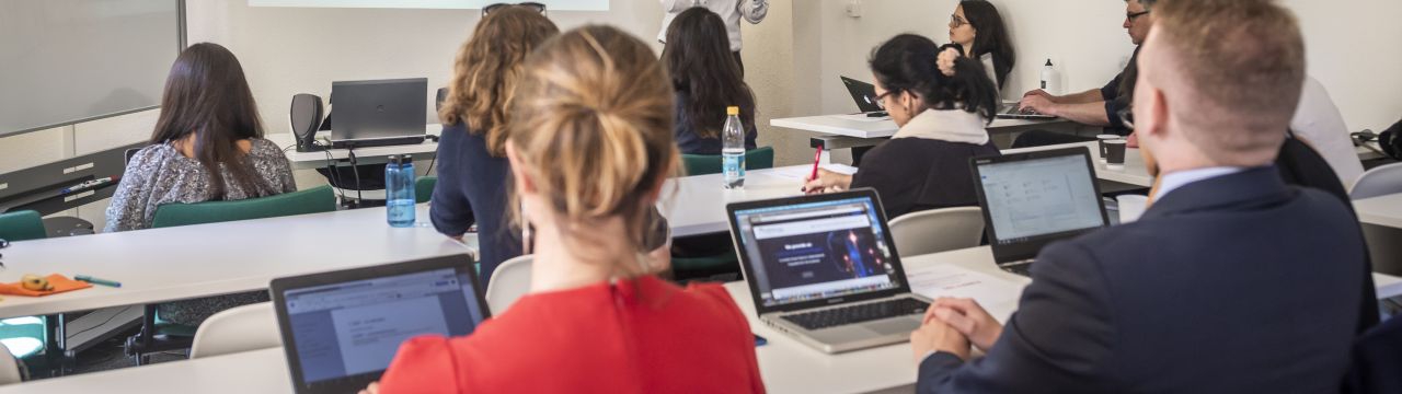 Students of the Executive Master in International Law in Armed Conflict during a class