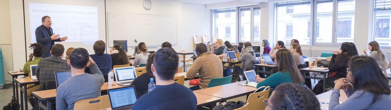 Students of the Master in Transitional Justice, Human Rights and the Rule of Law during a course