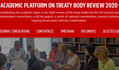 Homepage of the new portal for the Academic Platform on Treaty Body review 2020
