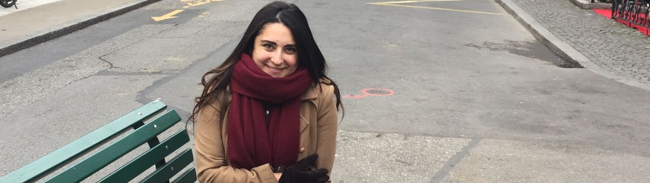 Laura Baron-mendoza, LLM student, in front of the Place du Bourg de Four in Geneva