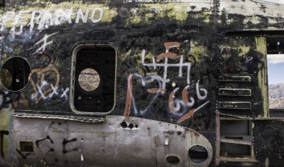 Peru, Huancasancos. A military helicopter allegedly shot down during the conflict in the early nineties. 