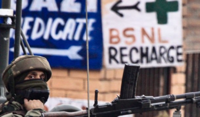 An Indian soldier in Srinagar, Kashmir