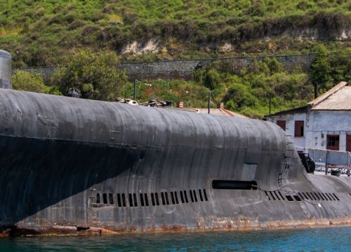 A Russian submarine in Sebastopol harbour