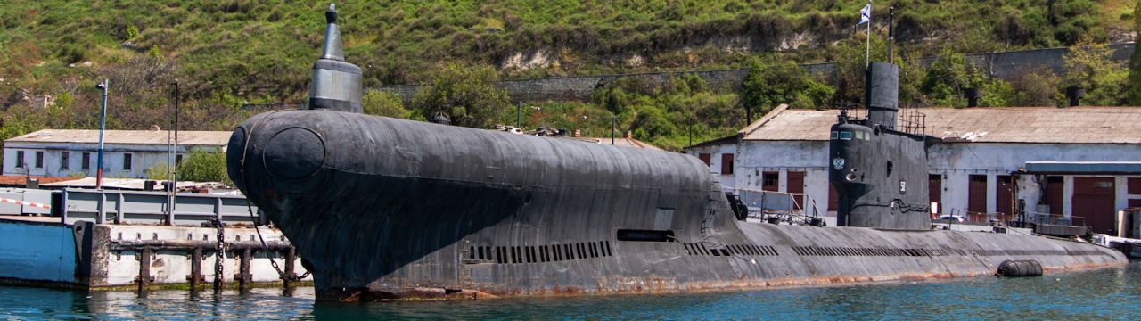 A Russian submarine in Sebastopol harbour