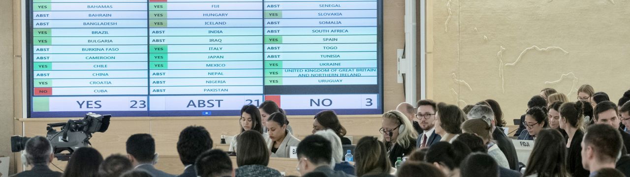 Voting during the  40th session of the Human Rights Council, March 2019