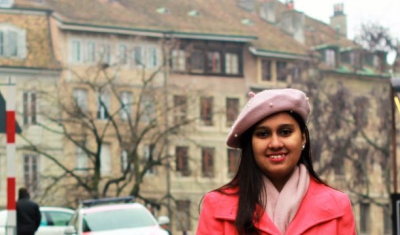 Portrait of Naureen Rahim in the Geneva Old Town
