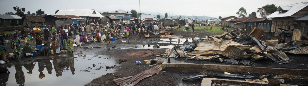 Democratic Republic ofn the Congo,  North Kivu province, Kitchanga downtown. The insanitary conditions next to the market worsens the situation of the residents affected by the recent violence. 