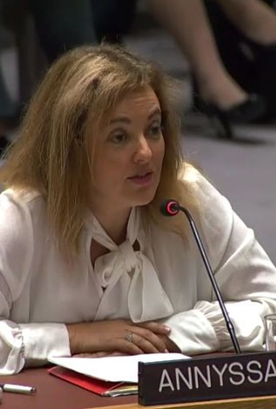 Dr Annysa Bellal during her intervention before the Un Security Council