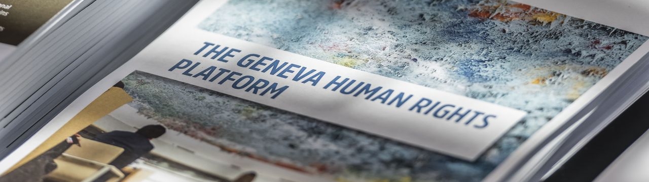 Photo of a flyer of the Geneva Human Rights Platform