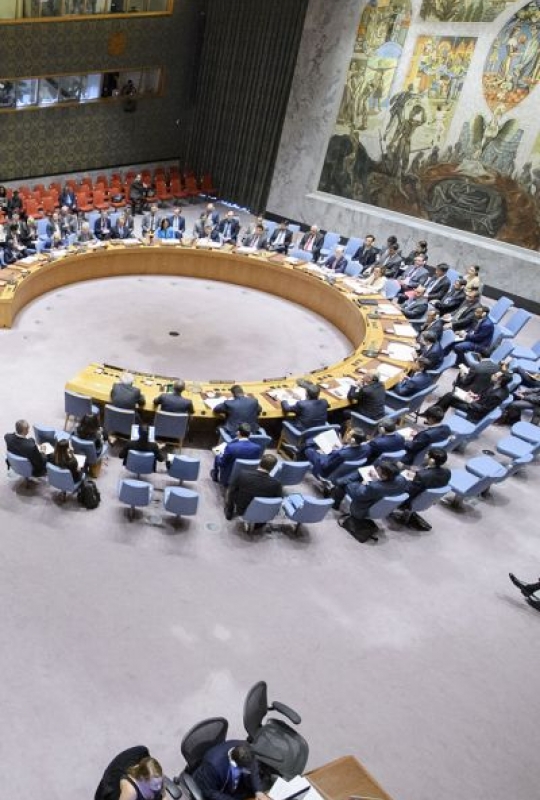 A wide view of the Security Council meeting on the situation in the Middle East, including the Palestinian question.