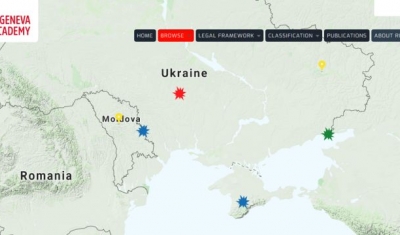 Map of the RULAC online portal showing Ukraine