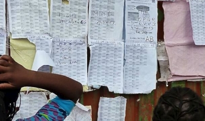 Enough Project  Voters list at polling station Afia Katindo in Goma, DRC.