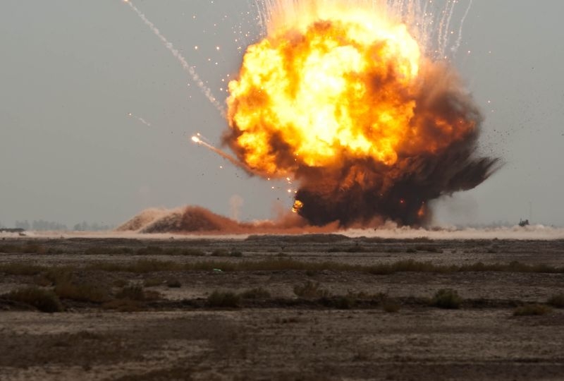 Iraq,  Missan Governorate, Ammarh City, Iraqi Army Base. Clearance operation of unexploded ordinances.