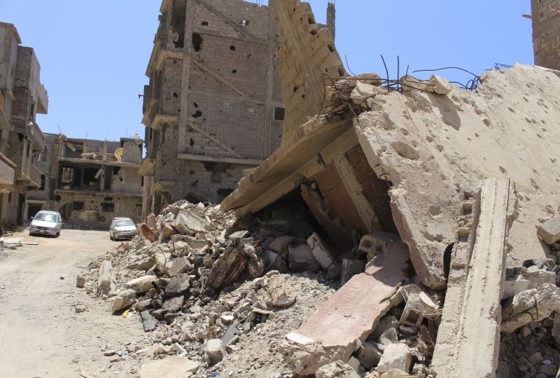 Libya, Benghazi. Destruction in the city. 