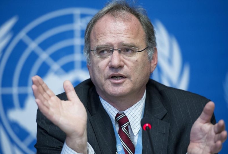 Christof Heyns during a press conference at the UN in Geneva. 30 May 2013
