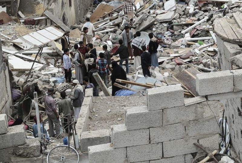 Destroyed building in Sanaa, Yemen