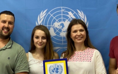 Eliska Mockova with colleagues from the UN Human Rights Monitoring Mission in Urkaine