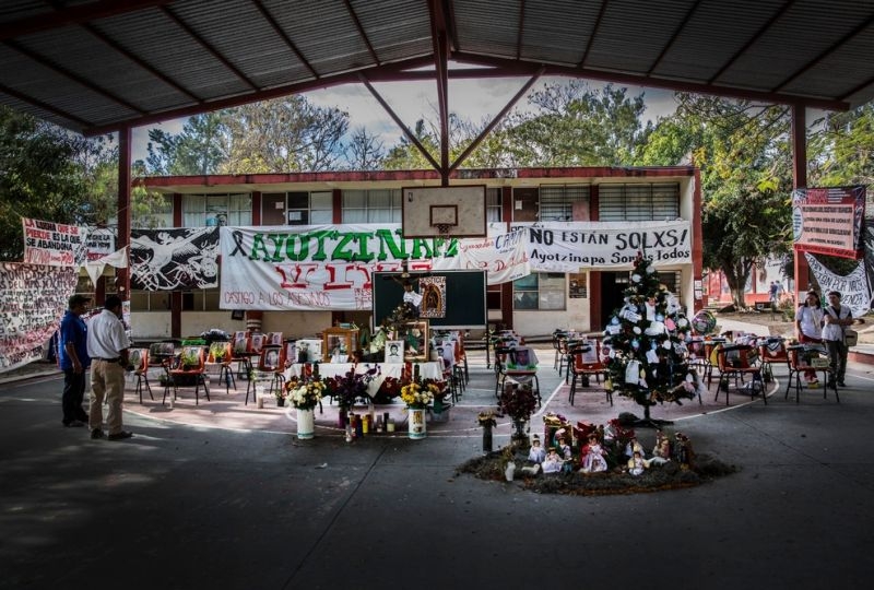 Mexico, 43 chairs have been placed in the sports hall of the Teacher Training College in Ayotzinapa and on each of them one of the missing students is remembered. They all have names.