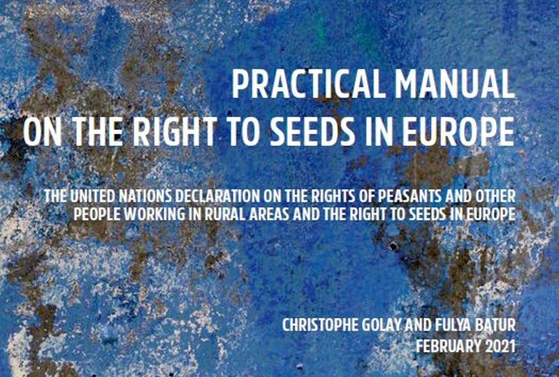 Cover page of the practical manual on the right to seeds
