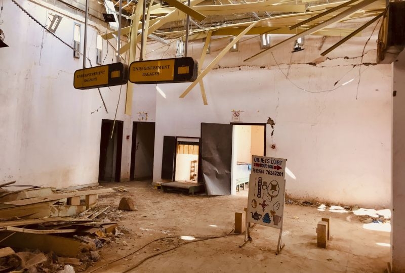 Mali,  Timbuktu, airport. Damages caused by an attack in April 2018. 