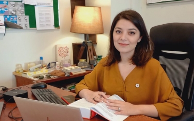 Durkhanay Ijaz at her desk